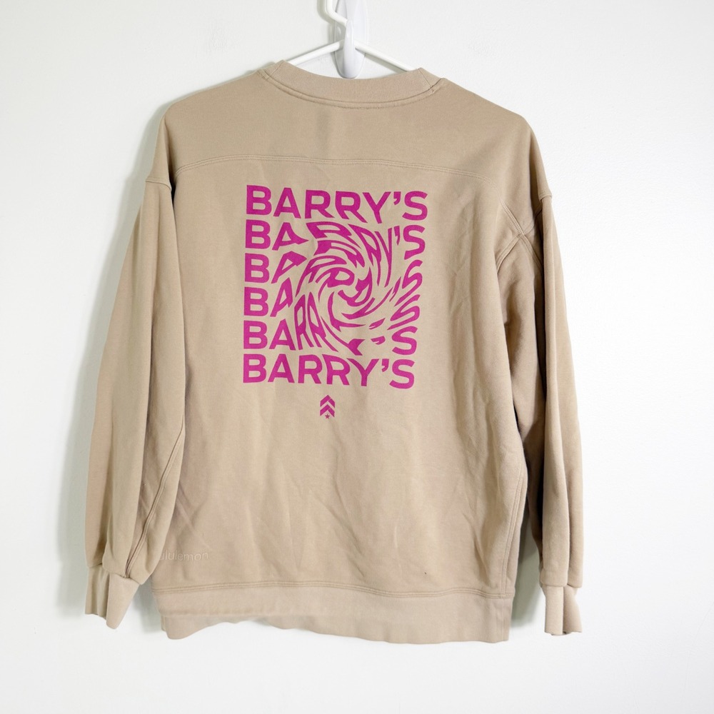 Lululemon Sweatshirt Women 6 8 Tan Barrys Bootcamp Perfectly Oversized Crewneck - Picture 2 of 4